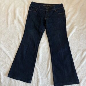 Lands' End Bootcut Denim Jeans Women's 12 Dark Wash Mid Rise Classic Style